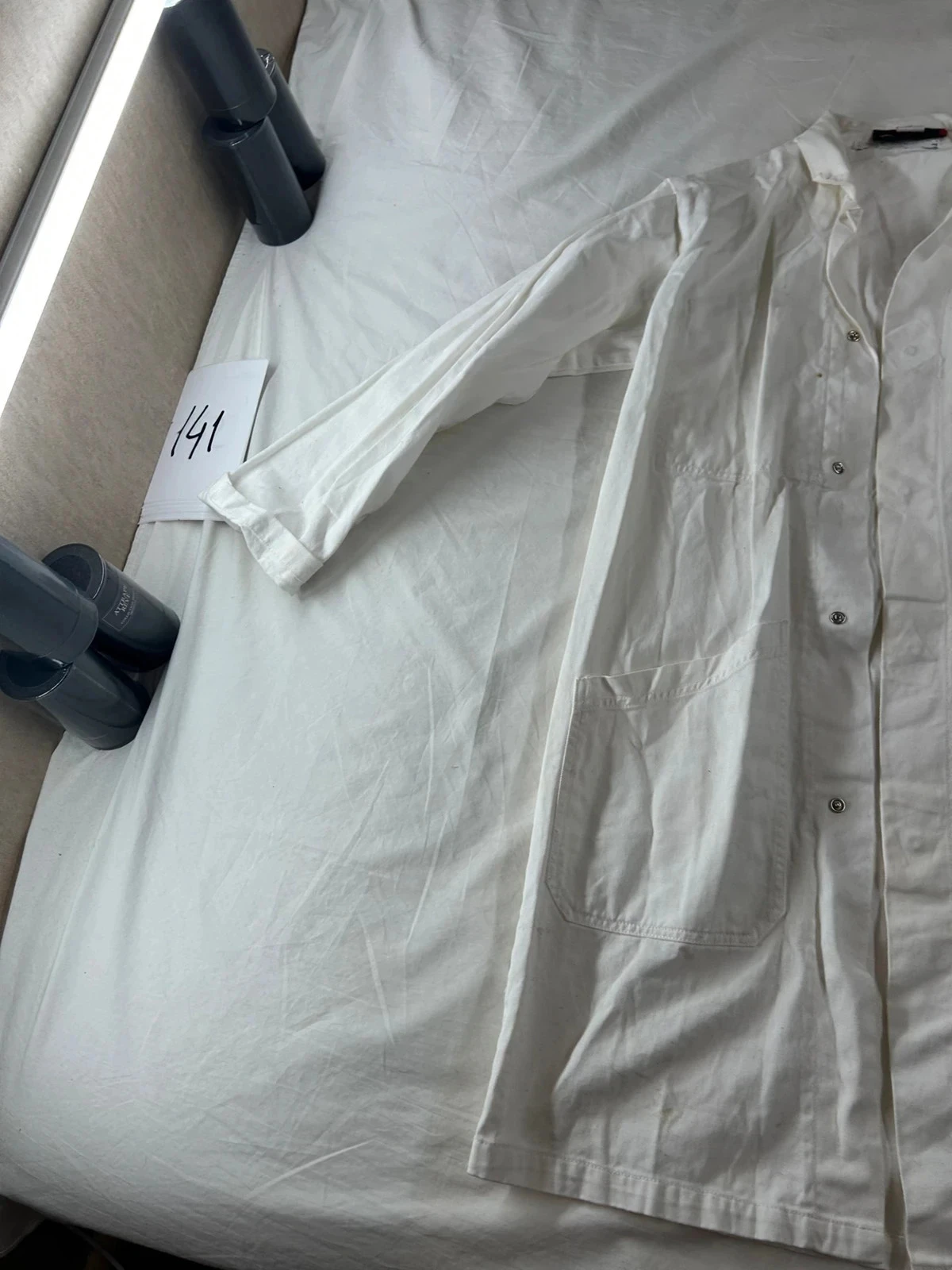 Vintage white apron shirt molinel – photo 3